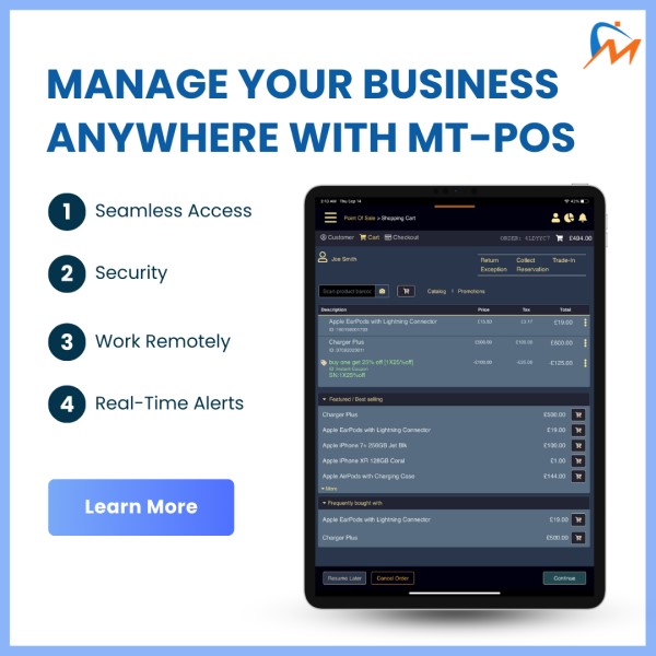 Mobile POS System showing iPad running MTPOS